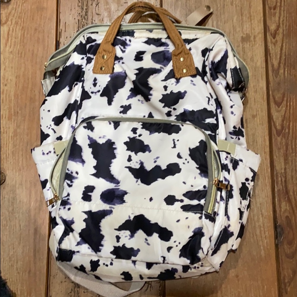 Cow print diaper bag